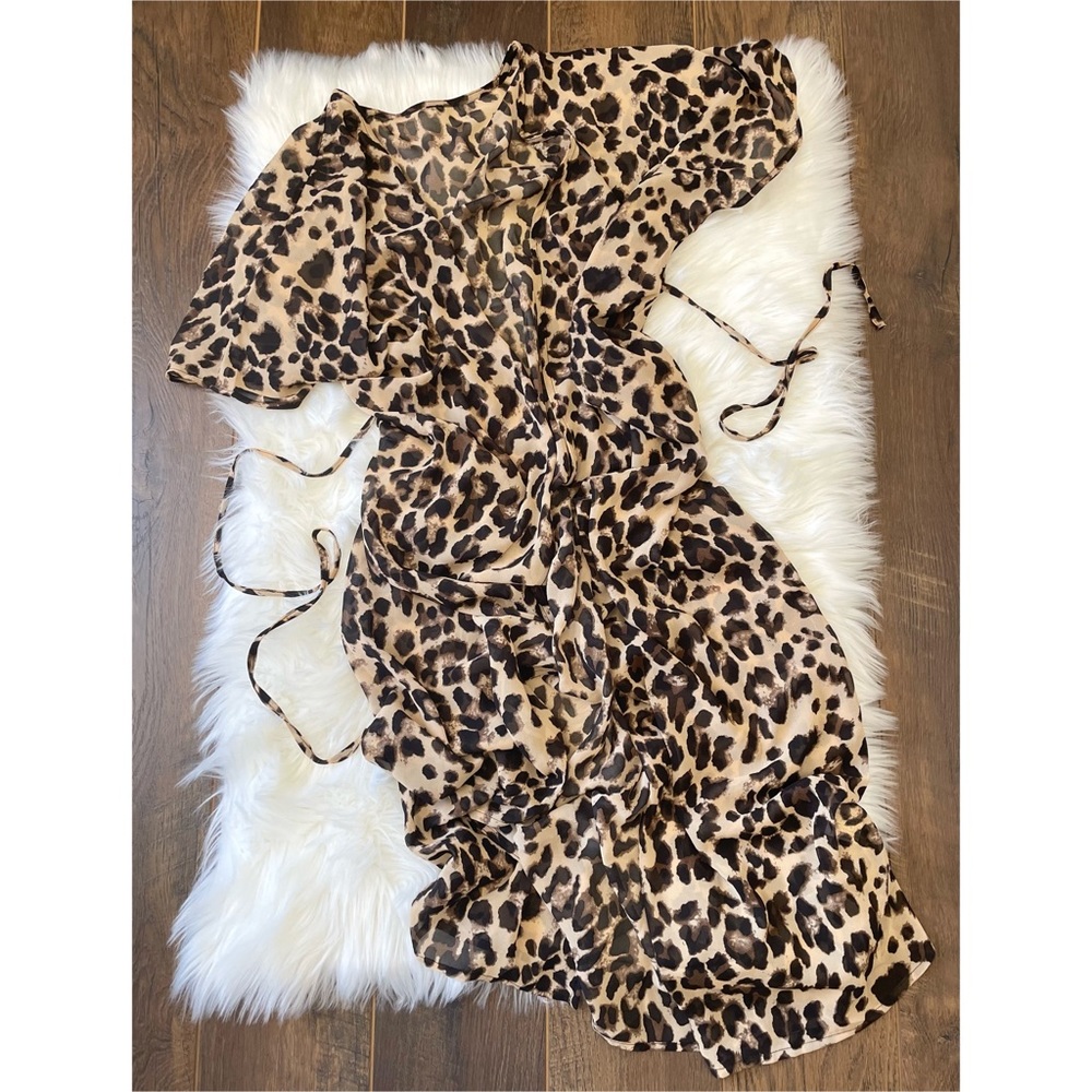 Leopard Chiffon Kimono with Detachable Belt